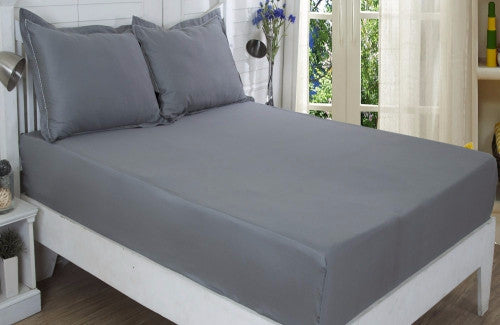 Little Maspar Cotton Satin Grey Double Bed Sheet