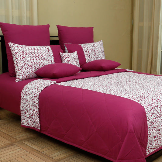 Bubble Magenta Bedspread ( Quilted) with Pillow Cover