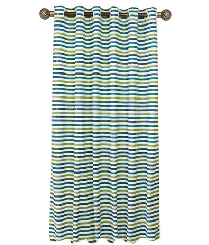 Stripe Blue & Green-Eyelet Curtain