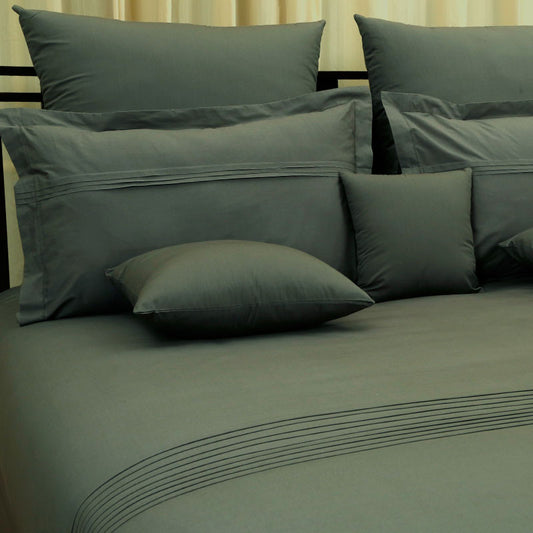 Overlap Bedsheet With Pillow Cover(Dark Grey)