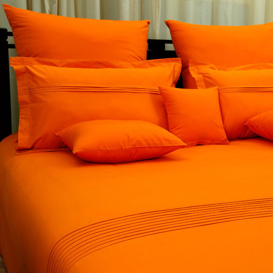 Overlap Bedsheet With Pillow Cover(Orange)